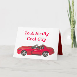 Valentine's Day Card mit rotem Sportwagen und Bass Karte