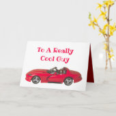 Valentine's Day Card mit rotem Sportwagen und Bass Karte (Gelbe Blume)