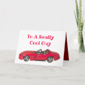 Valentine's Day Card mit rotem Sportwagen und Bass Karte (Vorderseite)