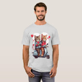 Valentine's Day Cat auf einem Scooter 12k Design T-Shirt (Vorne ganz)