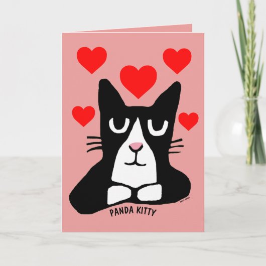 VALENTINE'S DAY CAT GREETING CARDS, PANDA KITTY KARTE (Vorderseite)