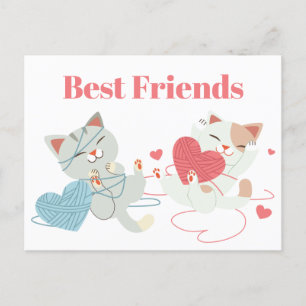 Valentine's Day Cats Herzgarn Kätzchen Bester Freu Postkarte