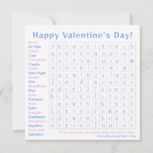 Valentine's Day Celebration Word Game Pink, Blue