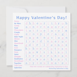 Valentine's Day Celebration Word Game Pink, Blue Feiertagskarte