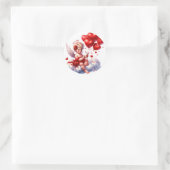 Valentine's Day Cherub Heart Red White Runder Aufkleber (Tasche)