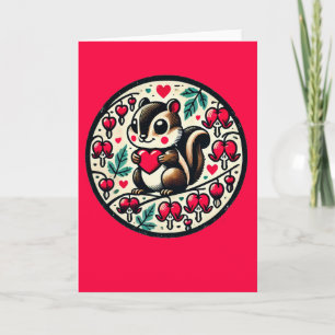 Valentine's Day Chipmunk Blutungen Herz-Blume Karte