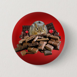 Valentine's Day Chocolate Chipmunk Button