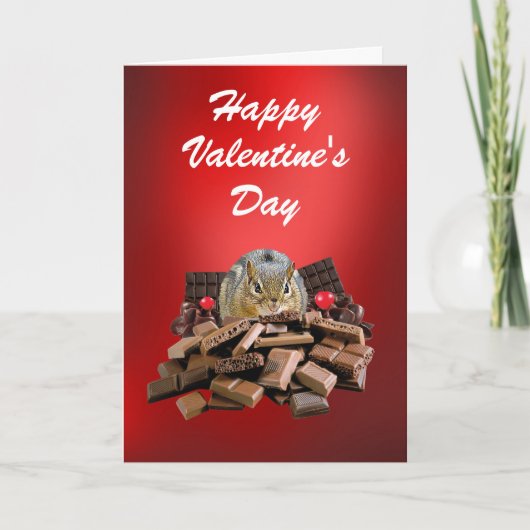 Valentine's Day Chocolate Chipmunk Feiertagskarte (Vorderseite)