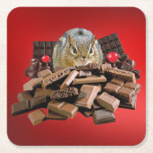 Valentine's Day Chocolate Chipmunk Rechteckiger Pappuntersetzer (Vorderseite)