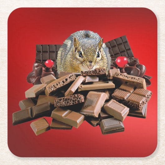 Valentine's Day Chocolate Chipmunk Rechteckiger Pappuntersetzer (Vorderseite)
