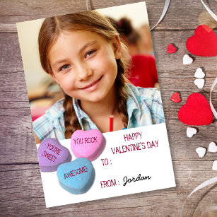 Valentine's Day Class Girl Custom Foto Mitteilungskarte
