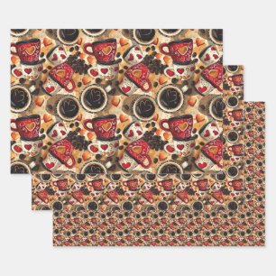 Valentine's Day Coffee Kisses Sweetheart Geschenkpapier Set