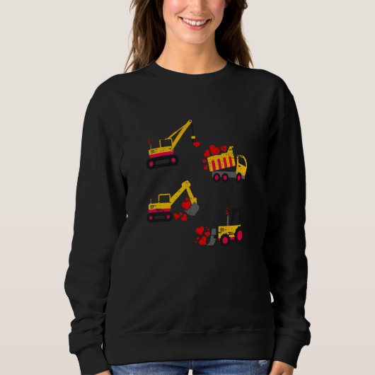 Valentines Day Construction Trucks Boys Kids Toddl Sweatshirt (Vorderseite)