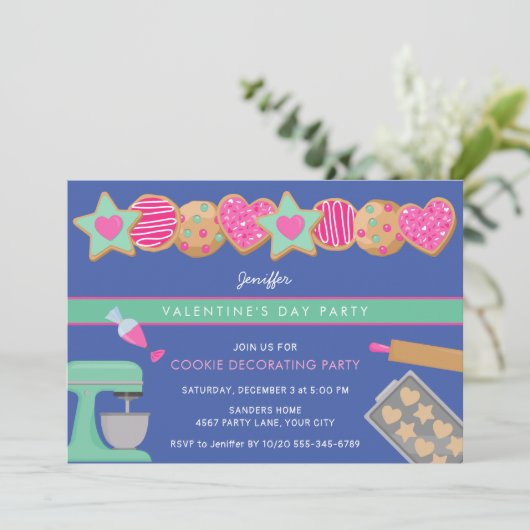 VALENTINE'S DAY COOKIE PARTY EINLADUNG (Stehend Vorderseite)
