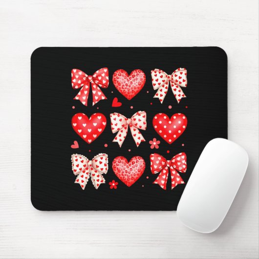 Valentines Day Coquette Bow Hearts Leopard Women G Mousepad (Mit Mouse)