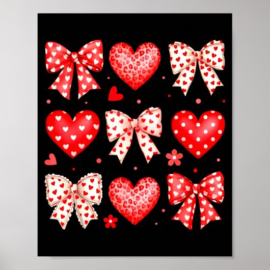 Valentines Day Coquette Bow Hearts Leopard Women G Poster (Vorne)