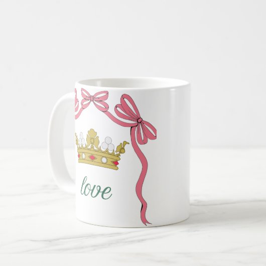 Valentine's Day Coquette Heart Bow Valentine's Kaffeetasse (Vorderseite Links)