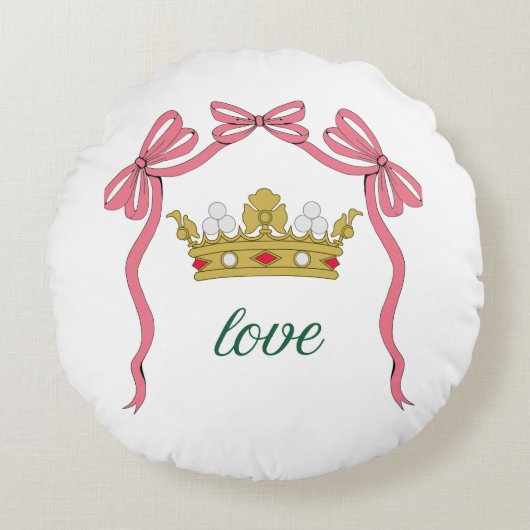 Valentine's Day Coquette Heart Bow Valentine's Rundes Kissen (Vorderseite)