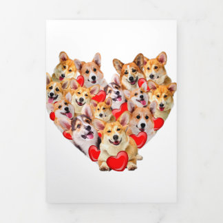 Valentines Day Corgi Dog Heart Tee Cute Puppy Dreifach Gefaltete Ankündigung