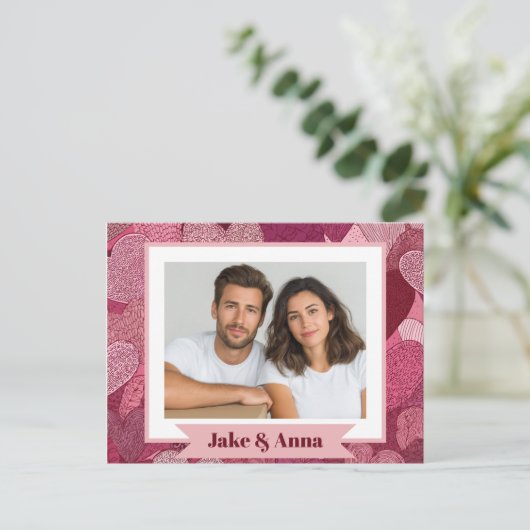 Valentine's Day Couple Card | Custom Photo Postkarte (Stehend Vorderseite)