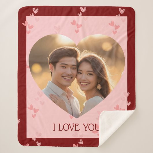 Valentine's Day Couple Sherpa Blanket Herz Sherpadecke (Vorderseite)