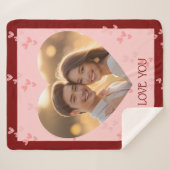 Valentine's Day Couple Sherpa Blanket Herz Sherpadecke (Vorderseite (Horizontal))