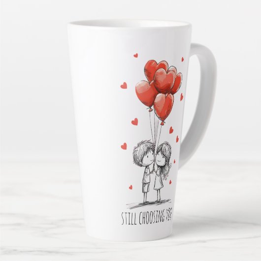 Valentines Day Couples Custom Anniversary Milchtasse (Rechte Ecke)