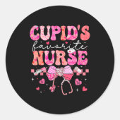 Valentines Day Cud’s Favorite Nurse Heart Girl Wom Runder Aufkleber (Vorderseite)