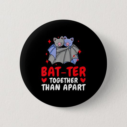 Valentine's Day Cuddling Cute Bats Couple Bat Vale Button (Vorderseite)