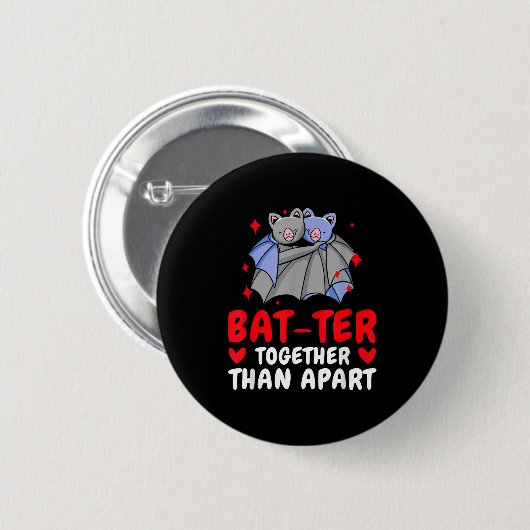Valentine's Day Cuddling Cute Bats Couple Bat Vale Button (Vorne & Hinten)
