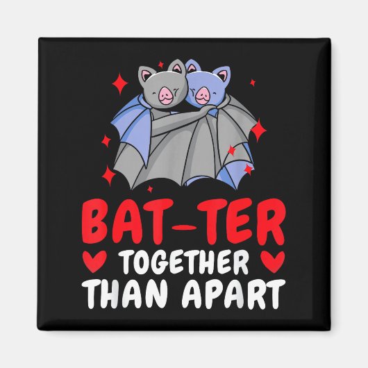 Valentine's Day Cuddling Cute Bats Couple Bat Vale Magnet (Vorne)