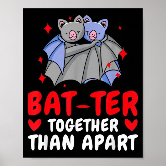 Valentine's Day Cuddling Cute Bats Couple Bat Vale Poster (Vorne)