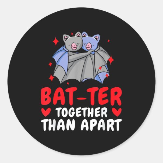 Valentine's Day Cuddling Cute Bats Couple Bat Vale Runder Aufkleber (Vorderseite)