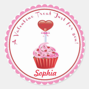 Valentine's Day Cupcake Lollipop Stickers