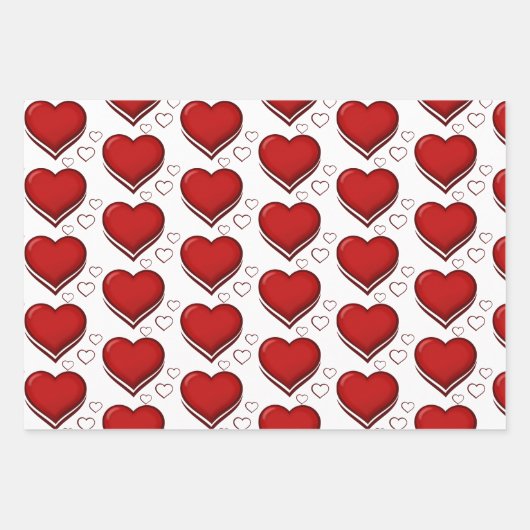 Valentine's Day Cupid Arrow Hearts Red White Geschenkpapier Set (Vorderseite 3)