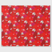 Valentine's Day Cupid Flügel Herz Rot Rosa Geschenkpapier (Flach)