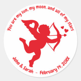 Valentine's Day Cupid Heart Runder Aufkleber