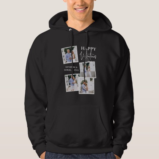 Valentine's Day Custom 4 Photo Collage & Name Hoodie (Vorderseite)
