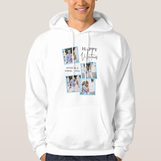 Valentine's Day Custom 4 Photo Collage & Names Hoodie (Vorderseite)