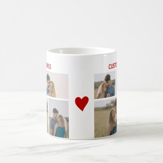 Valentines Day Custom 4 Photos Kaffeetasse (Mittel)