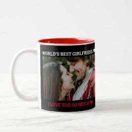 Valentine's Day Custom Foto Names Zweifarbige Tasse
