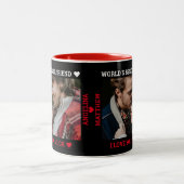 Valentine's Day Custom Foto Names Zweifarbige Tasse (Mittel)