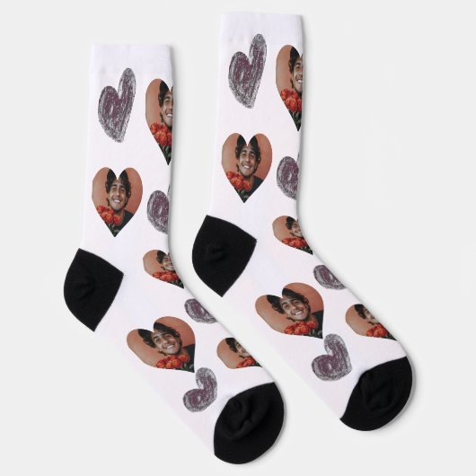 Valentine's Day Custom Heart Foto Gesicht Socken (Rechts)
