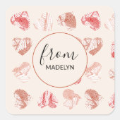 Valentines Day Custom name Quadratischer Aufkleber (Vorderseite)