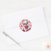 Valentine's Day Customize Text Französisch Bulldog Runder Aufkleber (Umschlag)