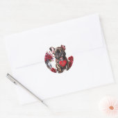 Valentine's Day Customize Text Französisch Bulldog Runder Aufkleber (Umschlag)