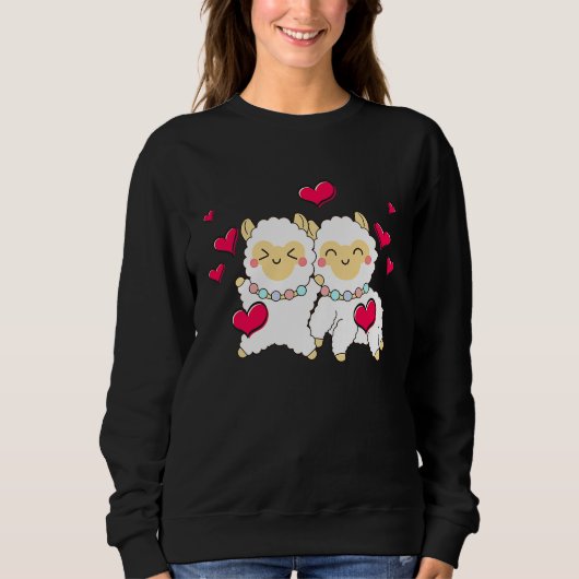 Valentines Day Cute Alpaca  Boyfriend Girlfriend Sweatshirt (Vorderseite)