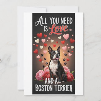 Valentine's Day cute boston terrier dog Photo   Feiertagskarte