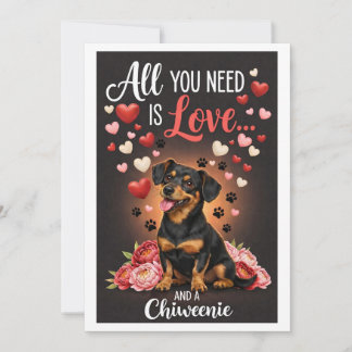 Valentine's Day cute chiweenie dog Photo   Feiertagskarte