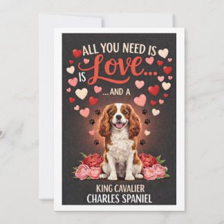 Valentine's Day cute king cavalier charles spaniel Feiertagskarte